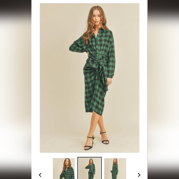 Here Again Plaid Dress - Medium / Hunter Green - Picture 1 of 3